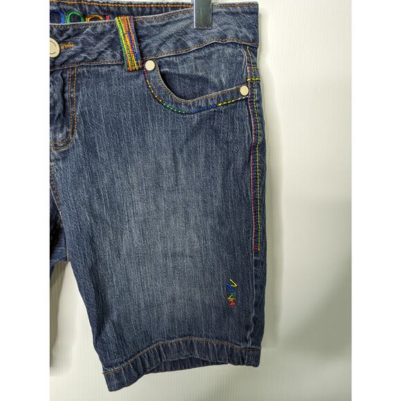 Coogi Vintage 90's Y2K Jean Shirts Rainbow Stitching Low Rise - Picture 9 of 10